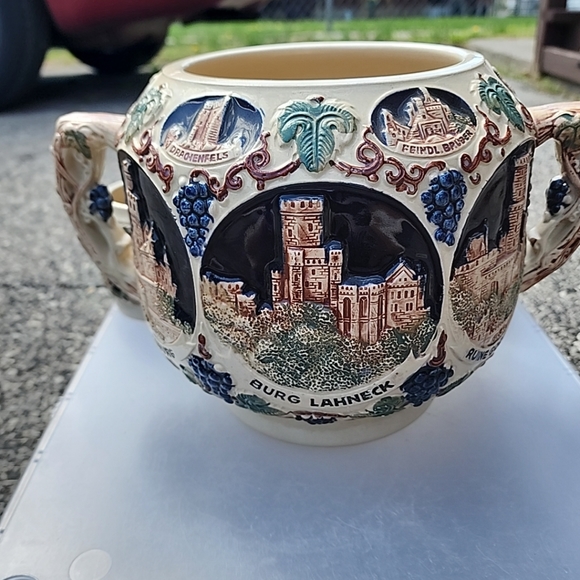 Vintage Castle GERZIT German  Tureen Punch / Soup Bowl.  5 individually Cups - Picture 6 of 7